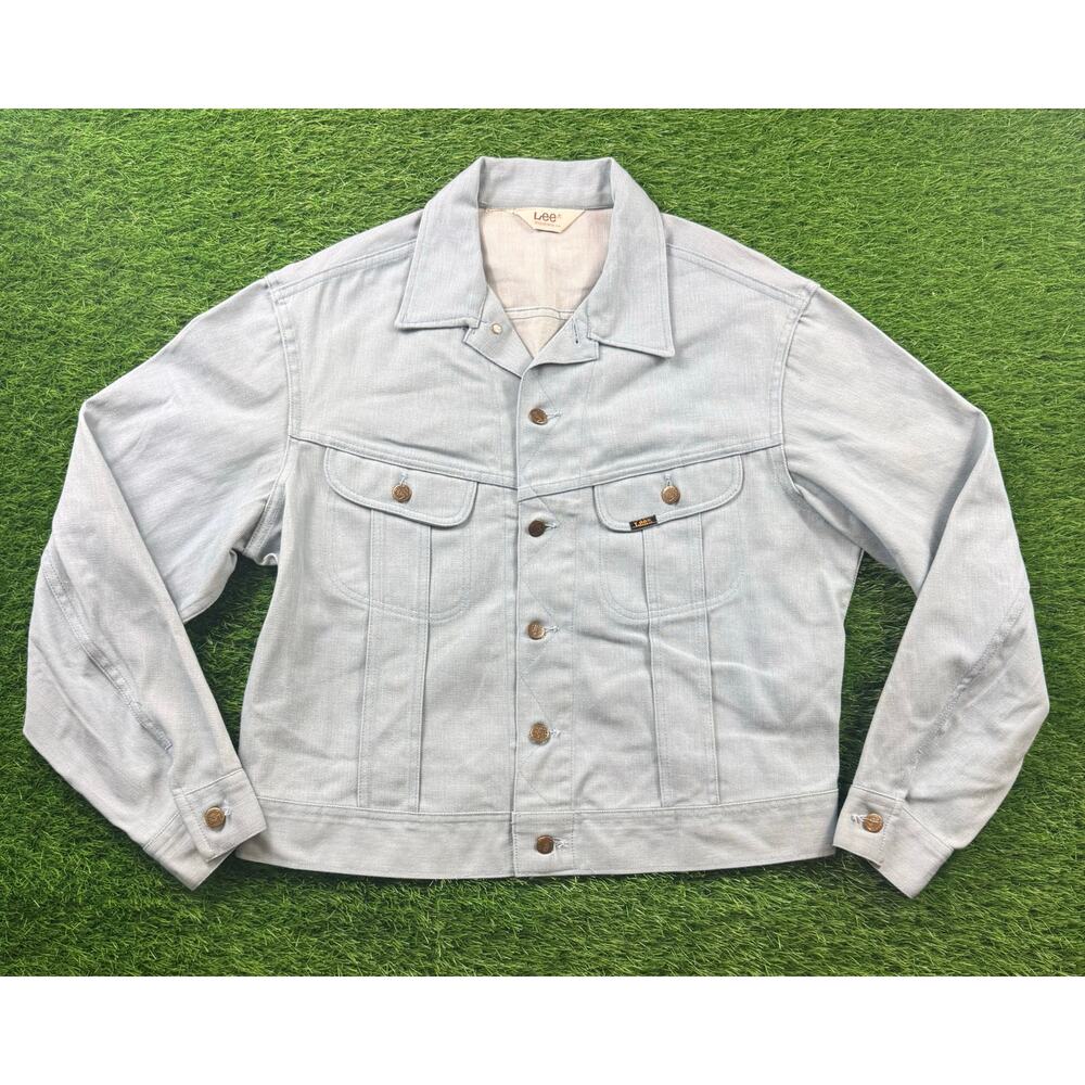 Vtg Lee Riders 101-J Westerner Denim Jacket Men M Sanforized USA Made Light Blue